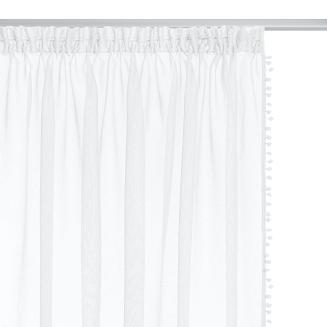 Firana gotowa na taśmie POMPOO 140x270 biała z pomponami