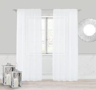 Firana gotowa na taśmie POMPOO 140x270 biała z pomponami