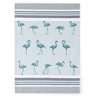 Ścierka kuchenna bawełna egipska 50x70 wzór Flamingi zielona
