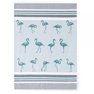 Ścierka kuchenna bawełna egipska 50x70 wzór Flamingi zielona