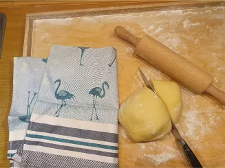 Ścierka kuchenna bawełna egipska 50x70 wzór Flamingi zielona