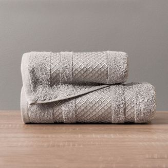 Ręcznik bawełniany LIONEL 50x90 jasnoszary ze srebrną bordiurą