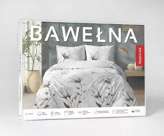 Pościel bawełniana 220x200 Detexpol biała miętowa brązowa w lilie i trawy