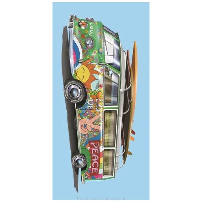Ręcznik plażowy 70x140 wzór autobus Peace and Love