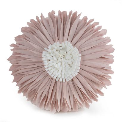 Poduszka dekoracyjna FLORES 40 Eurofirany pudrowa kremowa okrągła kwiat 3D