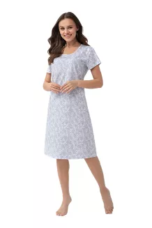Koszula damska LUNA kod 1005 niebieska w botaniczny wzór