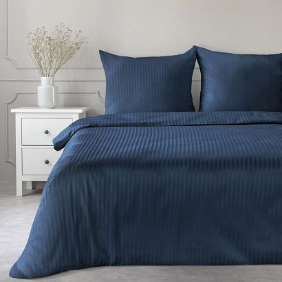 Pościel satynowa VERA 140x200 Eurofirany granatowa w prążki