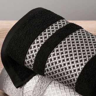 Ręcznik bawełniany LIONEL 70x140 czarny ze srebrną bordiurą