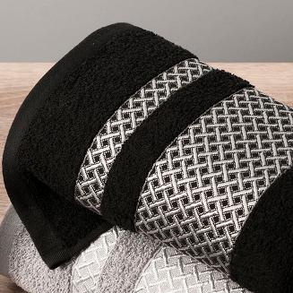 Ręcznik bawełniany LIONEL 70x140 czarny ze srebrną bordiurą