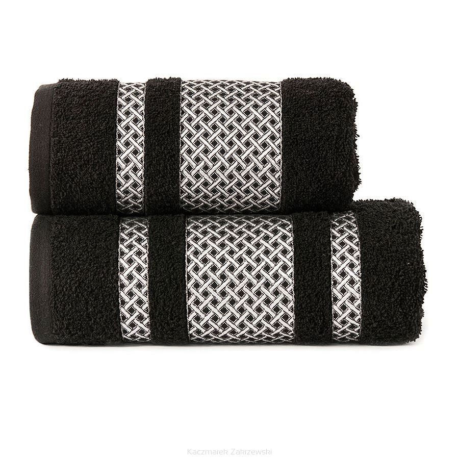 Ręcznik bawełniany LIONEL 70x140 czarny ze srebrną bordiurą
