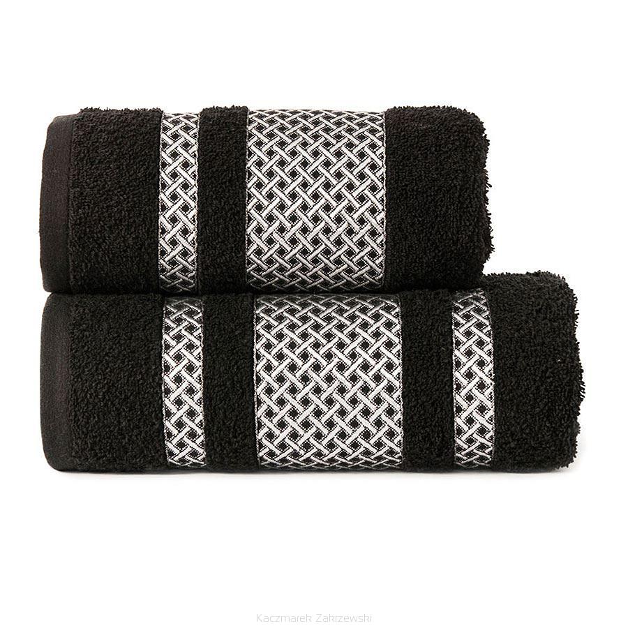 Ręcznik bawełniany LIONEL 70x140 czarny ze srebrną bordiurą