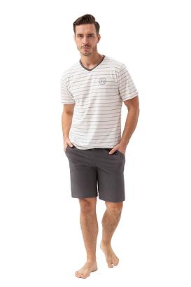 Piżama męska LUNA kod 802 szare paski grafitowa