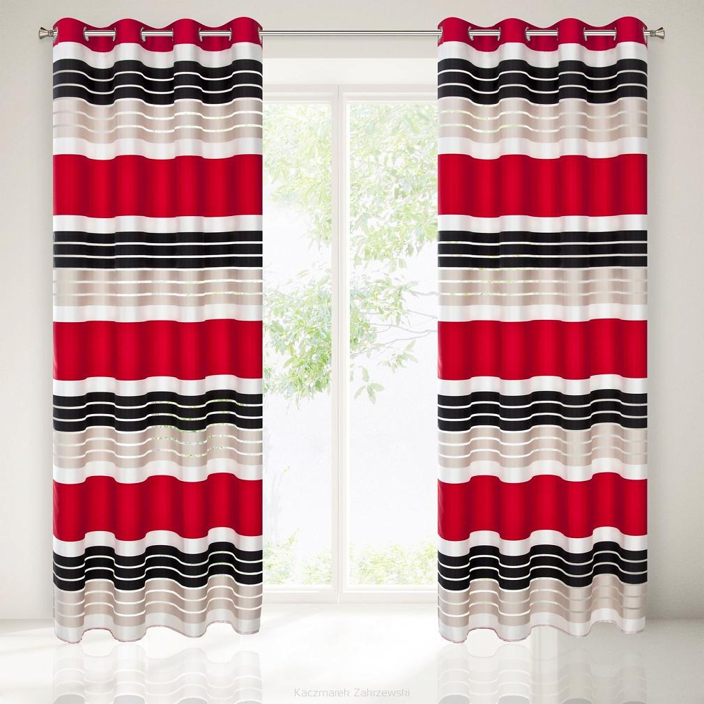 Zasłona gotowa na przelotkach ERIC 140x250 Eurofirany czerwony