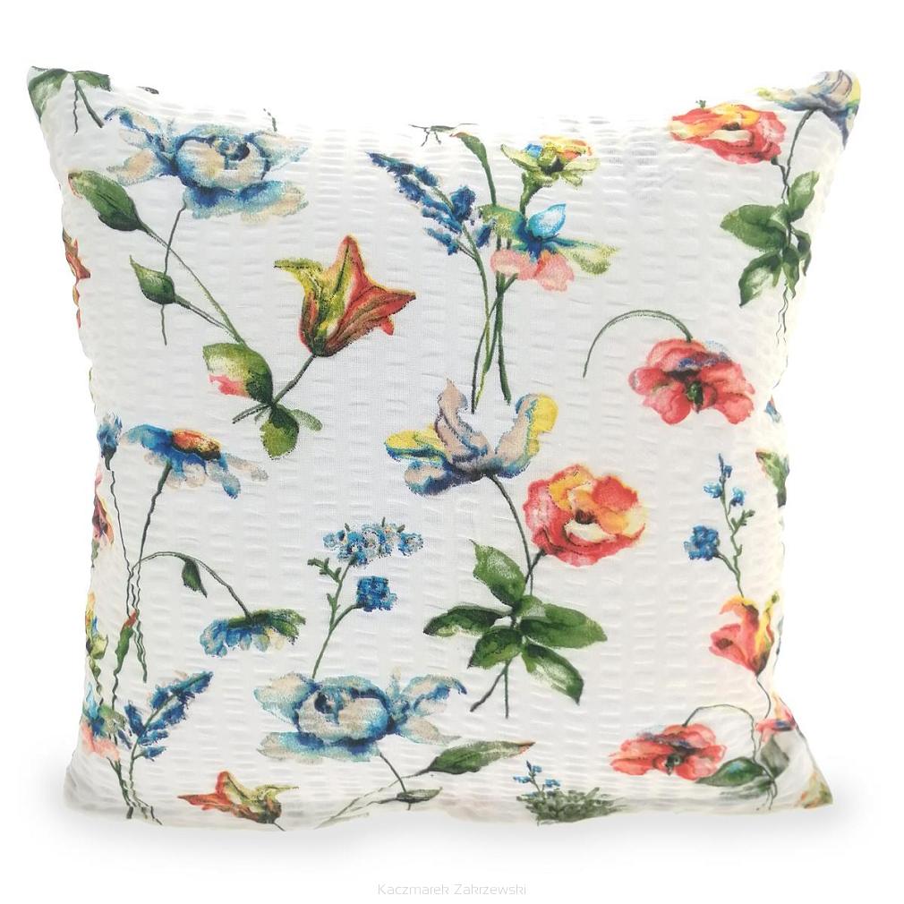Poszewka z kory 70x80 wzór kwiecista akwarela na białym tle