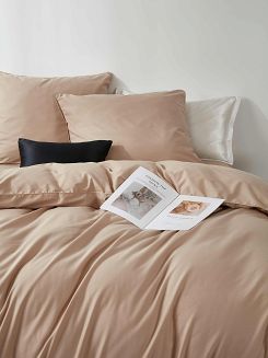 Pościel satyna bawełniana Queen Premium 220x200 biała ze złotą lamówką
