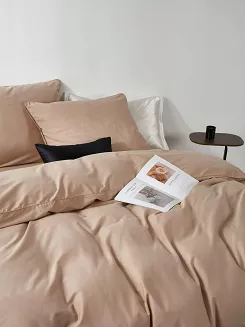 Pościel satyna bawełniana Queen Premium 220x200 biała ze złotą lamówką