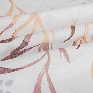 Pościel satyna bawełniana DREAM 160x200 biała w beżowe szare listki