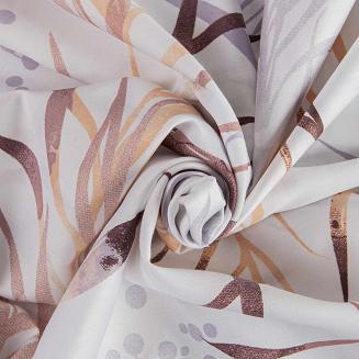 Pościel satyna bawełniana DREAM 160x200 biała w beżowe szare listki