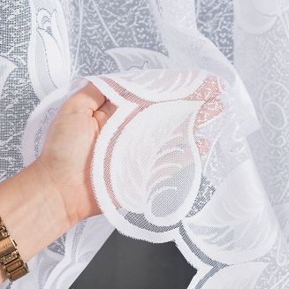 Firanka żakardowa gotowa na żabki NORA 400x160 biała