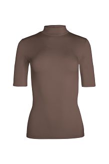 Bluzka damska półgolf z krótkim rękawem LAYLA w kolorze kakaowym