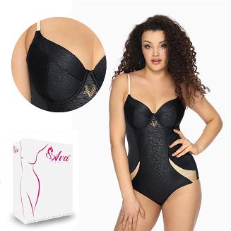 Strój kąpielowy jednoczęściowy full cup SKJ 46 czarny złote wstawki