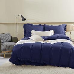 Pościel Ruffy 200x220 granatowa z falbanką