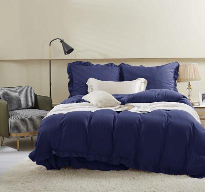 Pościel Ruffy 220x200 granatowa z falbanką