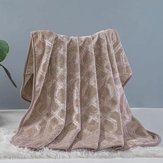 Koc akrylowy tłoczony VITO 160x200 geometryczny wzór taupe