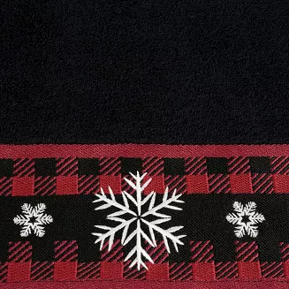 Ręcznik świąteczny z żakardową bordiurą zdobioną haftem RUDOLF 70x140 Eurofirany czarny