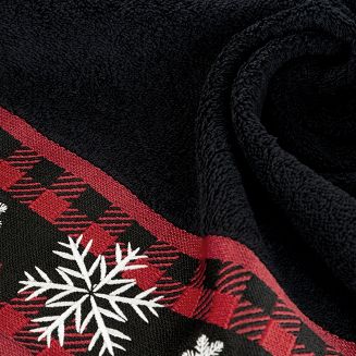 Ręcznik świąteczny z żakardową bordiurą zdobioną haftem RUDOLF 70x140 Eurofirany czarny