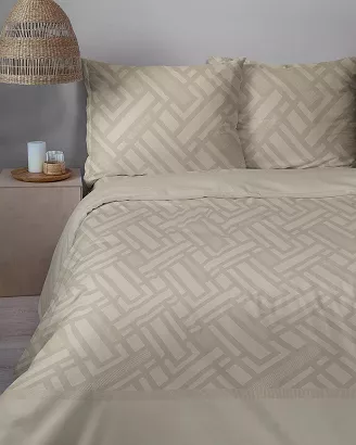 Pościel satynowa Home Satin 220x200 beżowa w geometryczny wzór