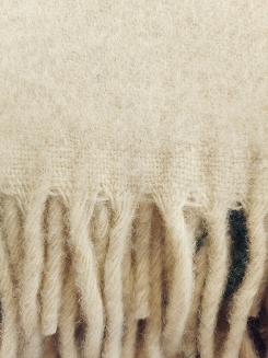 Koc wełniany z frędzlami Krzyś II 160x200 kratka ekri zielony grafitowy