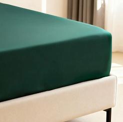 Prześcieradło bambusowe z gumką 140x200 butelkowa zieleń