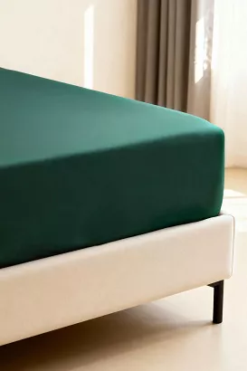 Prześcieradło bambusowe z gumką 140x200 butelkowa zieleń