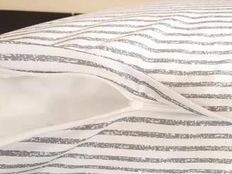 Pościel jersey 160x200 biała w szare przecierane paski