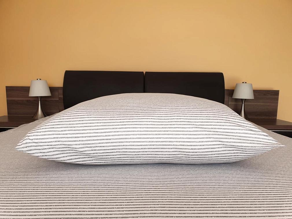 Pościel jersey 160x200 biała w szare przecierane paski