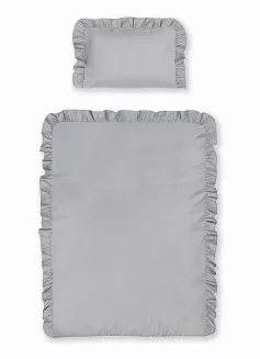 POŚCIEL BAWEŁNIANA JASNOSZARA Z FALBANĄ /90X120/ mayamoo