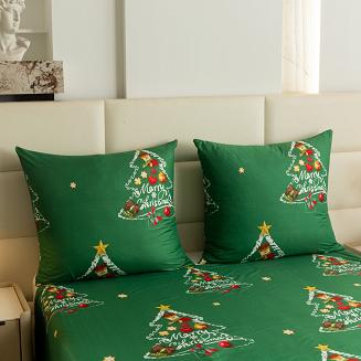 Pościel świąteczna 140x200 zielona choinki