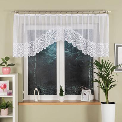 Firanka żakardowa gotowa na żabkach MALWINA 310x80 biała