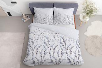 Pościel satynowa 220x200 Detexpol szara grafitowa gałązki