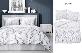 Pościel satynowa 220x200 Detexpol szara grafitowa gałązki