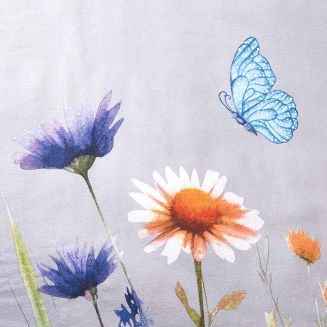 Pościel flanelowa FLANELOVE 220x200 kolorowa łąka kwiatów na szarym tle