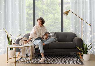 Firana gotowa na taśmie ROSALY 140x270 Eurofirany kremowy