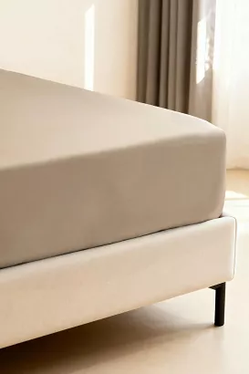 Prześcieradło bambusowe z gumką 80x160 ciemnobeżowe
