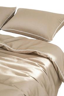Pościel bambusowa 220x200 ciemnobeżowa z białą bizą