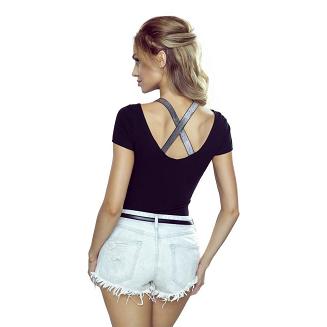 Bluzka damska z krótkim rękawem Meg czarna