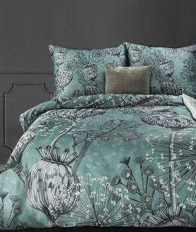 Pościel satynowa ZOJA 200x220 Eurofirany miętowy/stalowy