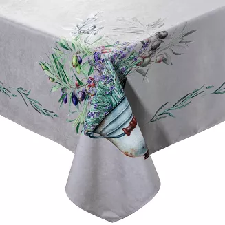 Obrus dekoracyjny serweta SUMMER1 85x85 Eurofirany jasnoszary fioletowy lawendowe bukiety