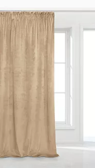 Beżowa Zasłona Welurowa Na Taśmie 140x270 Velvet Soft