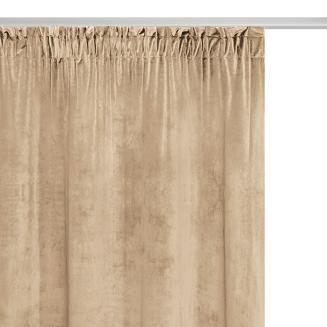 Beżowa Zasłona Welurowa Na Taśmie 140x270 Velvet Soft